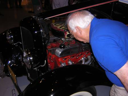 A orginal 1960's hot rod and the back of Dad's head.